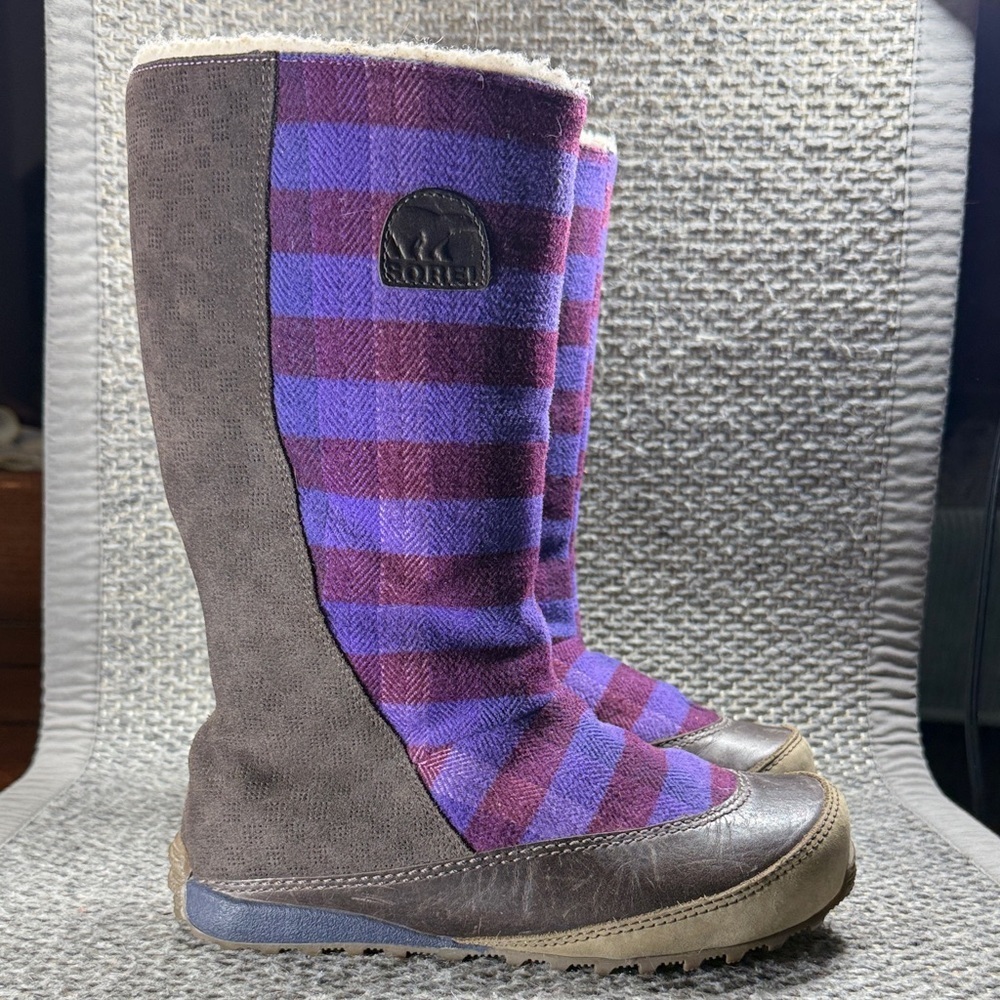 Sorel Plaid Winter Boots | Purple |‎ Fleece Lined | Women’s 7